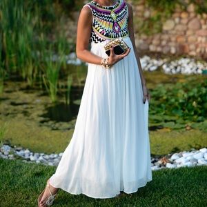 Neon top embroidered maxi dress